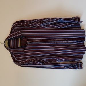 Tasso Elba Men's Dress Shirt. Size XL. Neck 17-17.5. Blue, purple and brown.